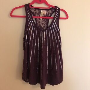 Purple tank top with lace back